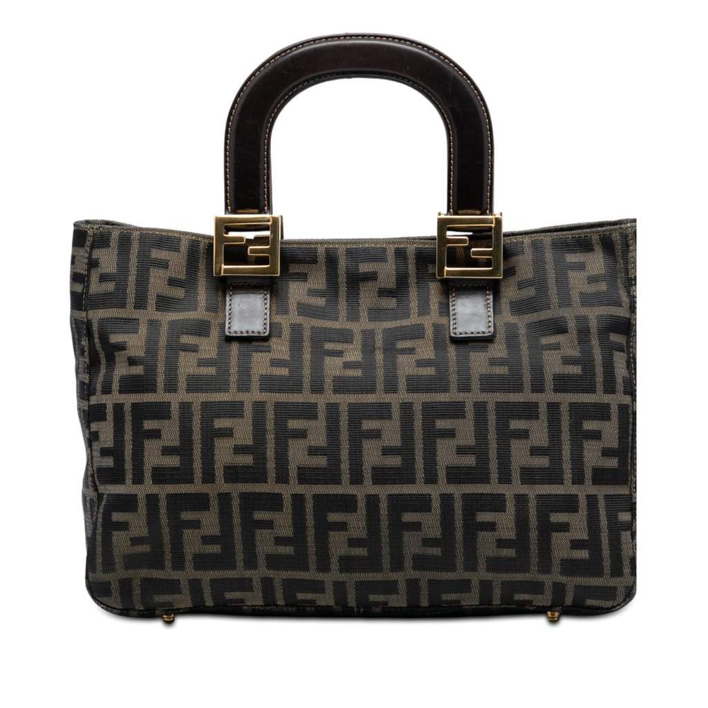 Fendi Small Zucca Canvas Twins Tote Brown Very good condition - Front View