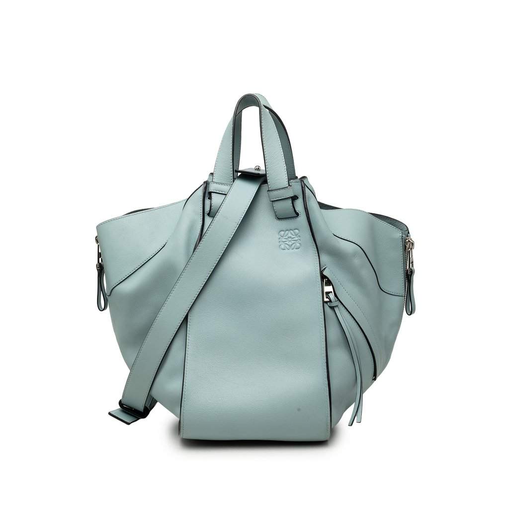 LOEWE Medium Leather Hammock Satchel Blue Leather Very good condition - Front View