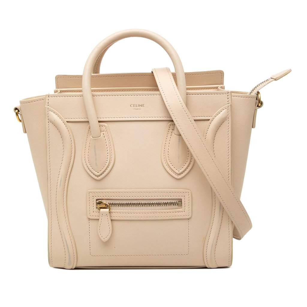 Celine Nano Leather Luggage Tote Beige Leather Very good condition - Front View