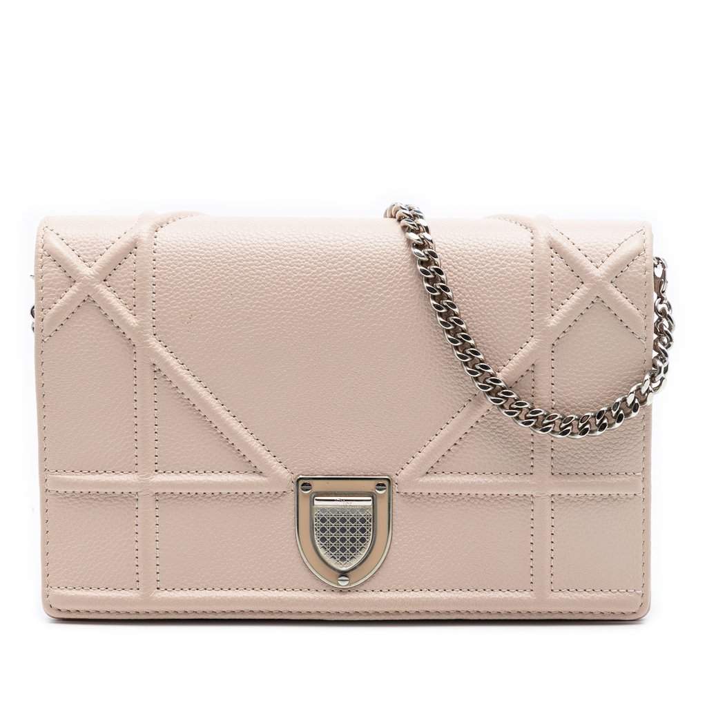 Dior Grained Calfskin Diorama Wallet on Chain Brown Leather Very good condition - Front View