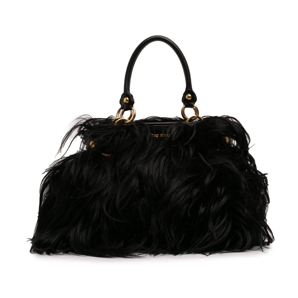 Miu Miu Fur Handbag Black Very good condition - Front View