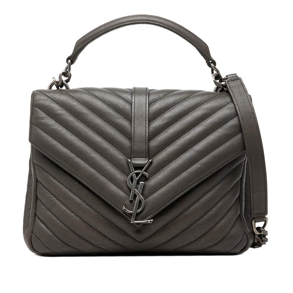 Saint Laurent Medium Chevron Sheepskin Monogram College Satchel MultiColor Leather Very good condition - Front View