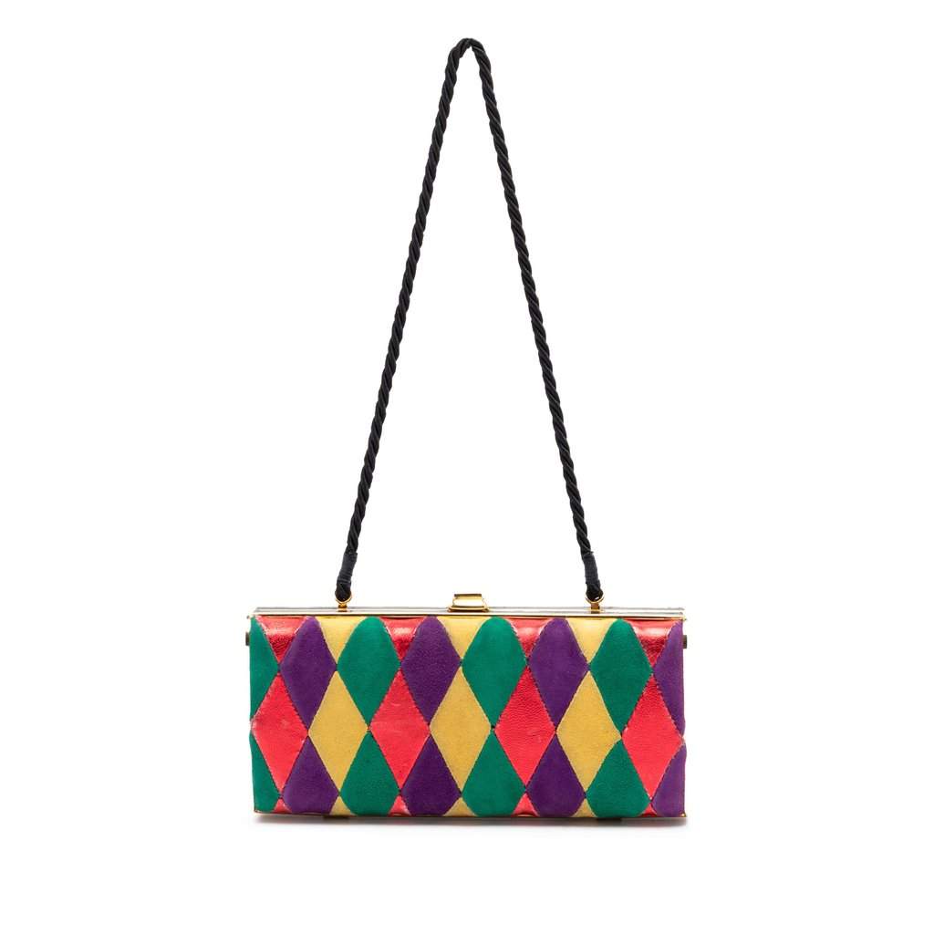 Miu Miu Multicolor Velvet Harlequin Minaudiere Clutch with Strap MultiColor Very good condition - Front View