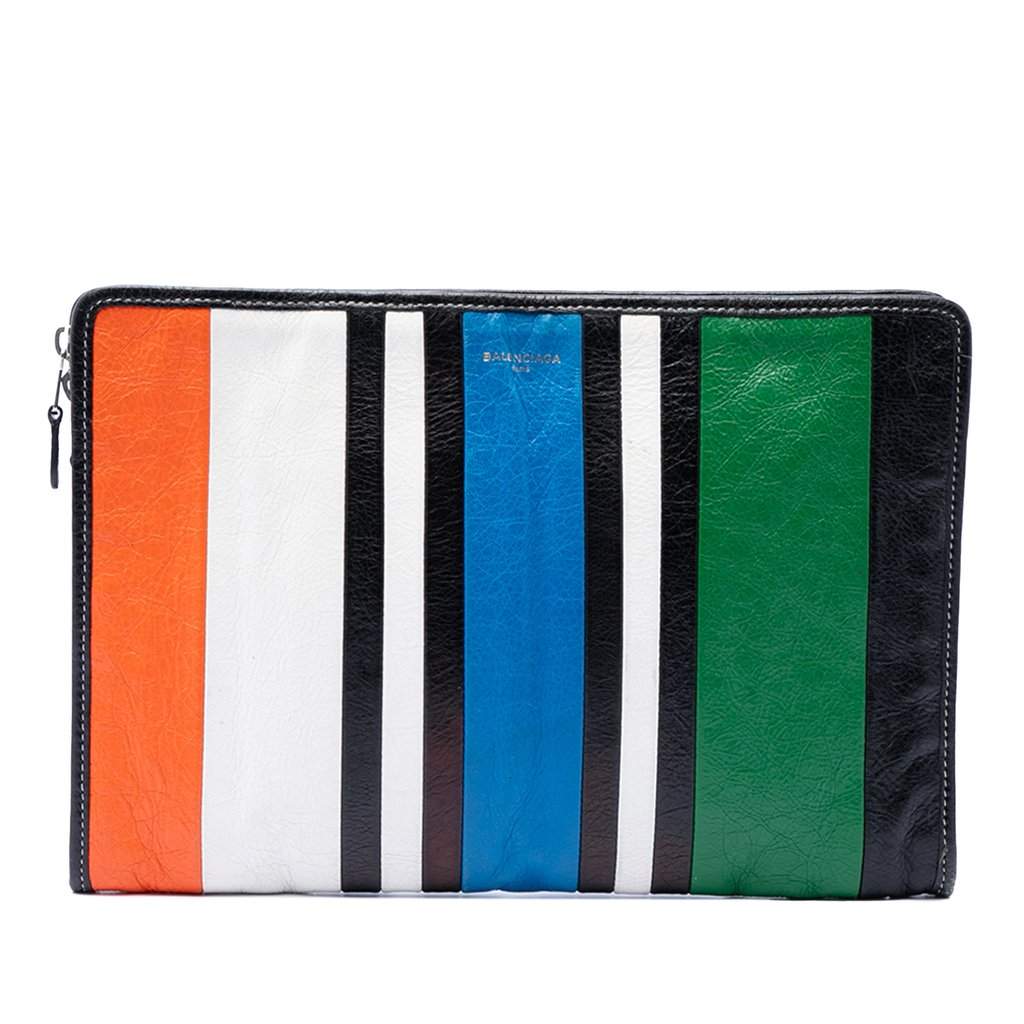 Balenciaga Lambskin Bazar Clutch Black Leather Very good - Front View