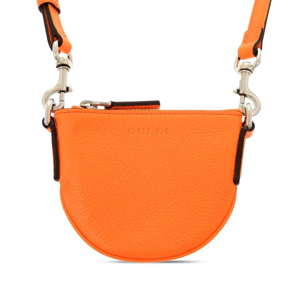 Gucci Micro Mini Calfskin Web B Crossbody Orange Leather Very good - Front View