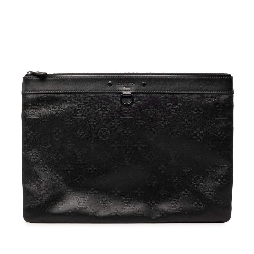 Louis Vuitton Monogram Shadow Discovery Pochette Black Leather Very good condition - Front View