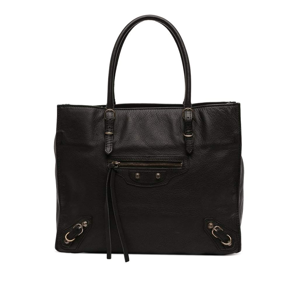 Balenciaga Calfskin Papier A6 Tote Black Leather Very good - Front View