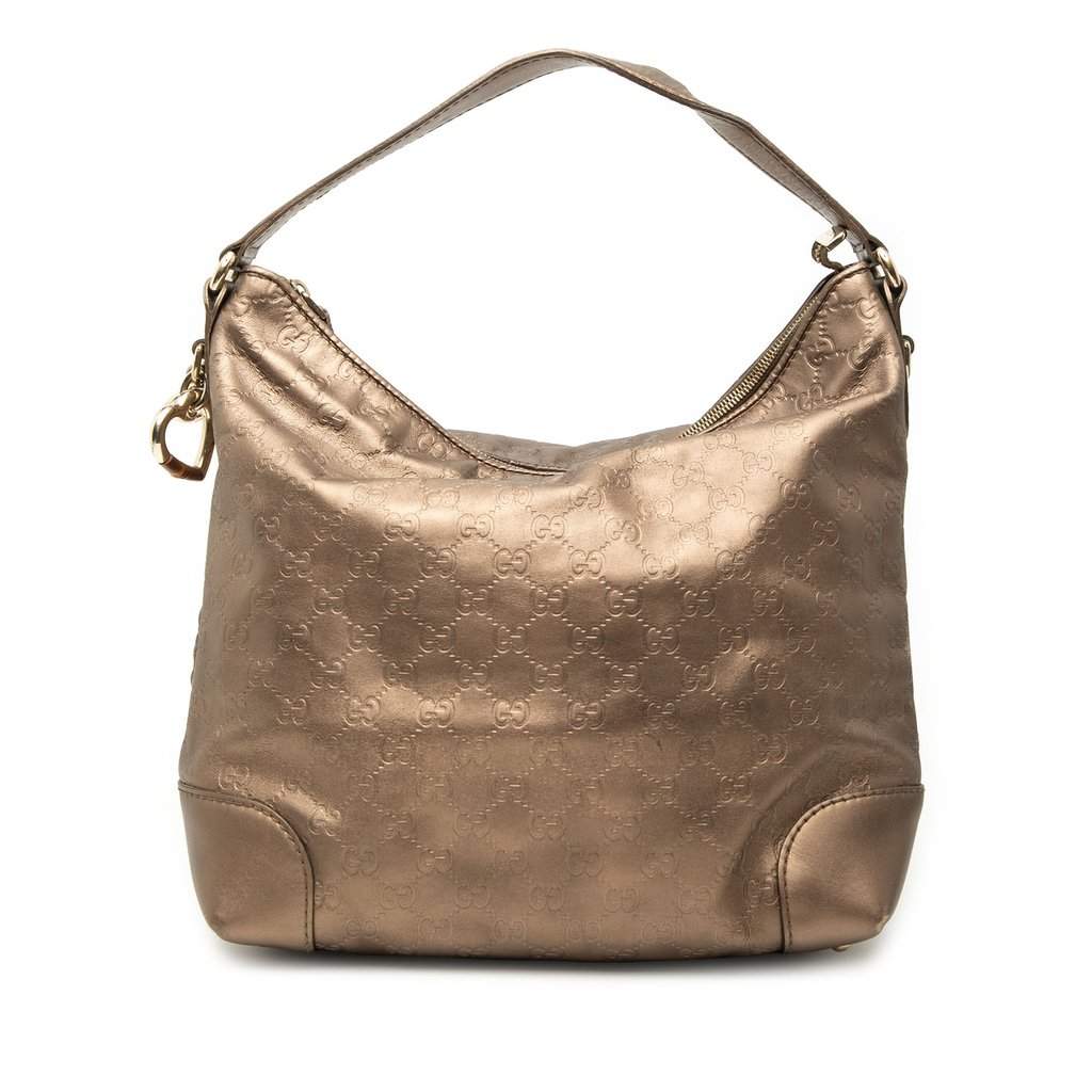 Gucci Metallic Guccissima Heart Bit Shoulder Bag Brown Leather Very good - Front View