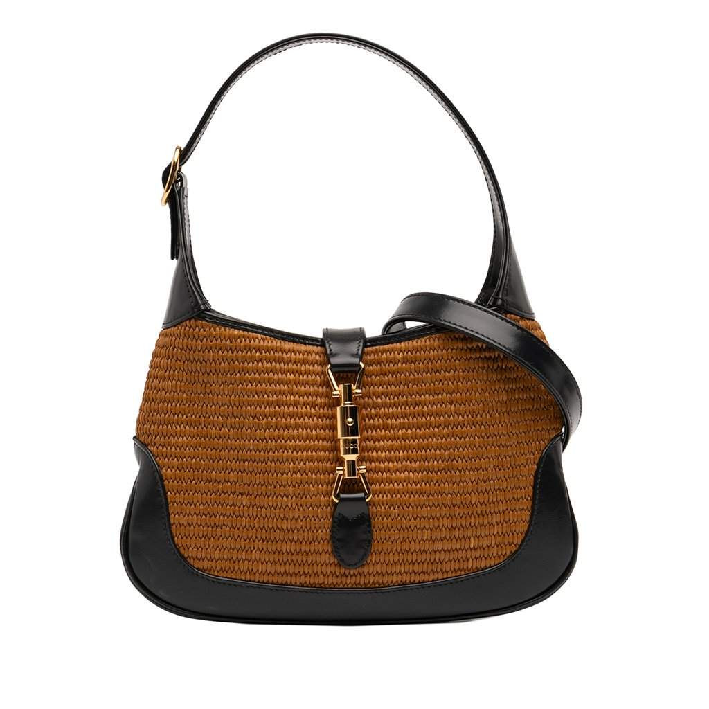 Gucci Small Bicolor Raffia Jackie 1961 Crossbody Brown Very good condition - Front View
