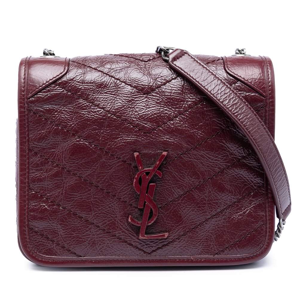 Saint Laurent Crinkled Calfskin Niki Wallet on Chain Red Leather Very good - Front View