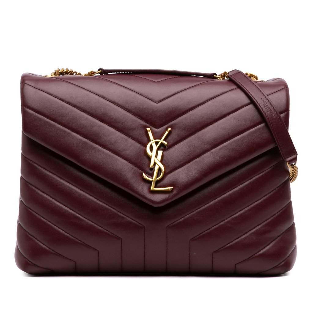 Saint Laurent Medium Matelasse Calfskin Monogram LouLou Shoulder Bag Red Leather Very good - Front View