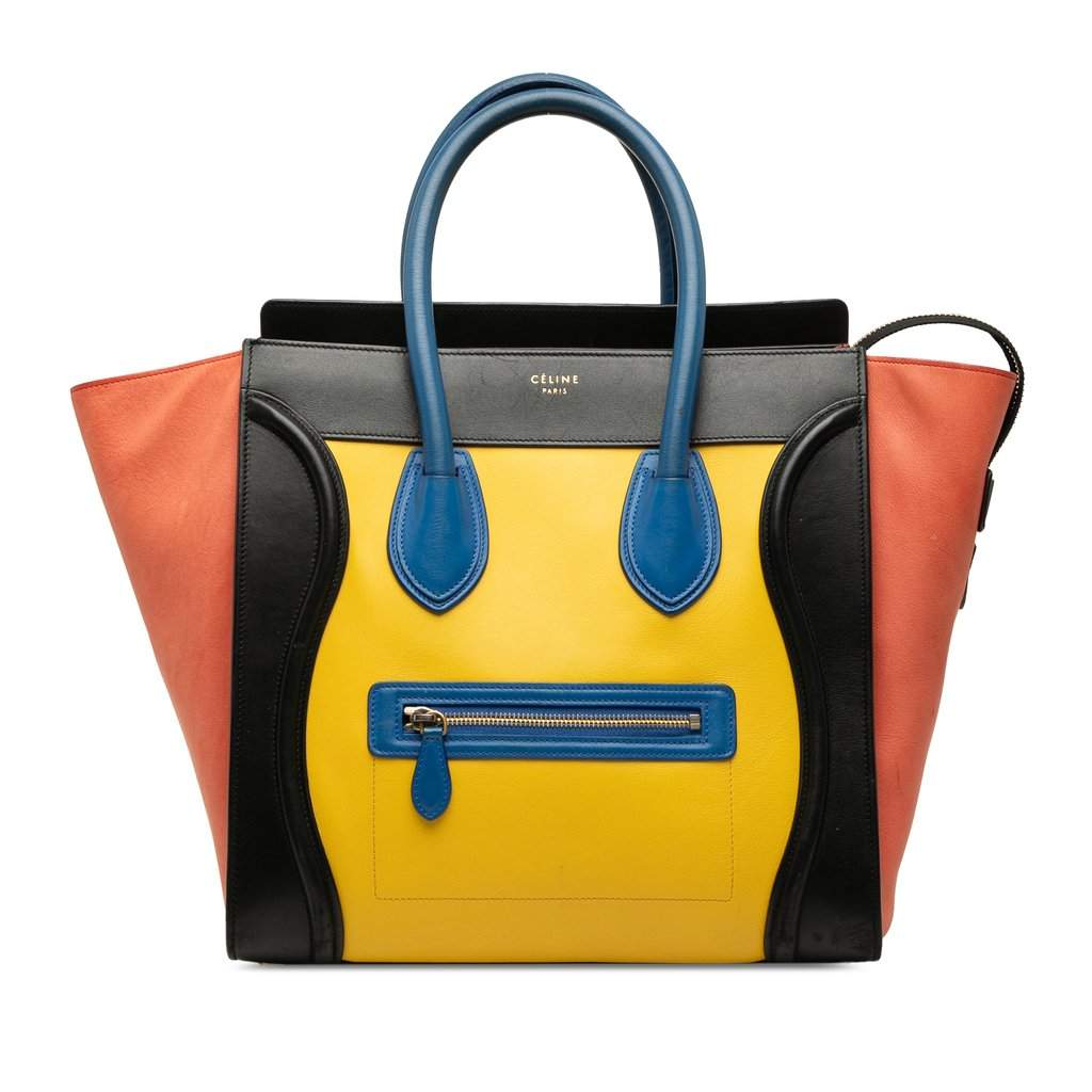 Celine Mini Multicolor Calfskin Luggage Tote Yellow Leather Very good condition - Front View