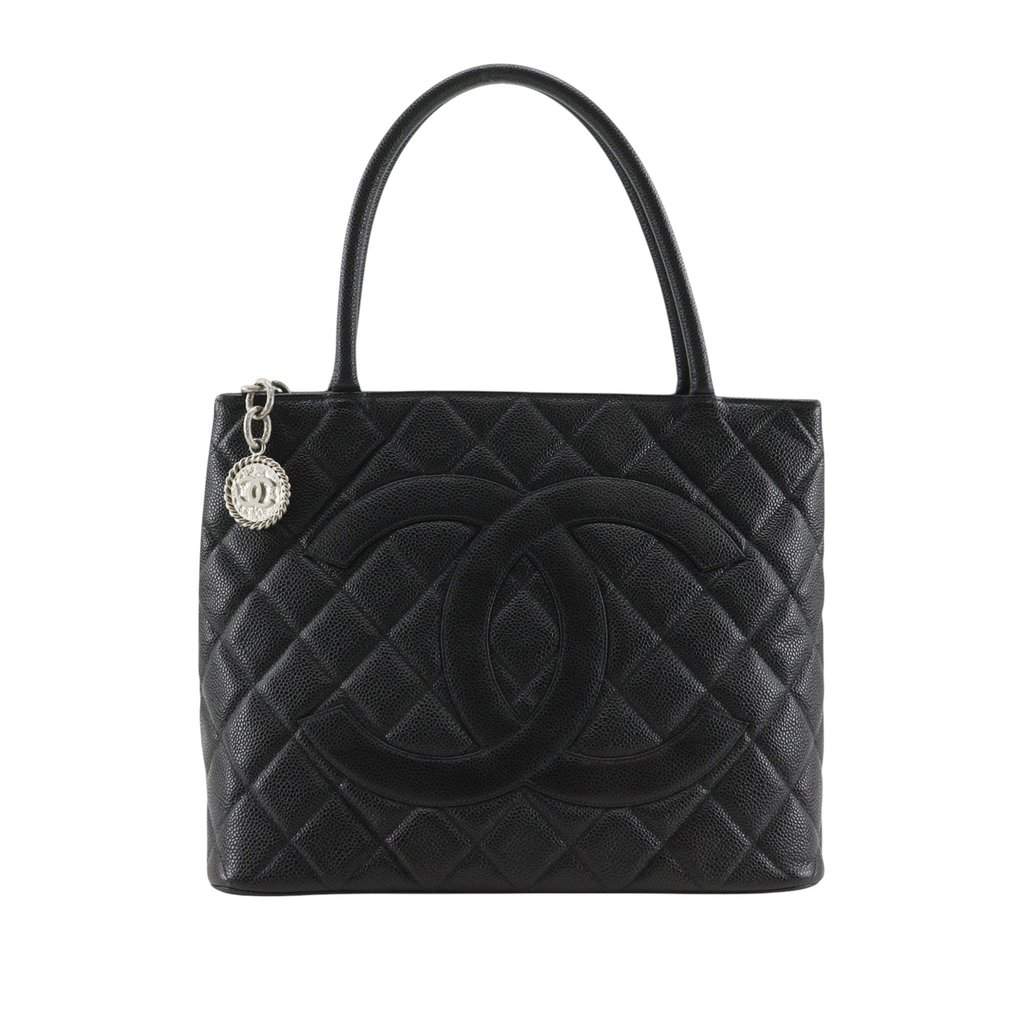 Chanel Caviar Medallion Tote Black Leather Very good condition - Front View