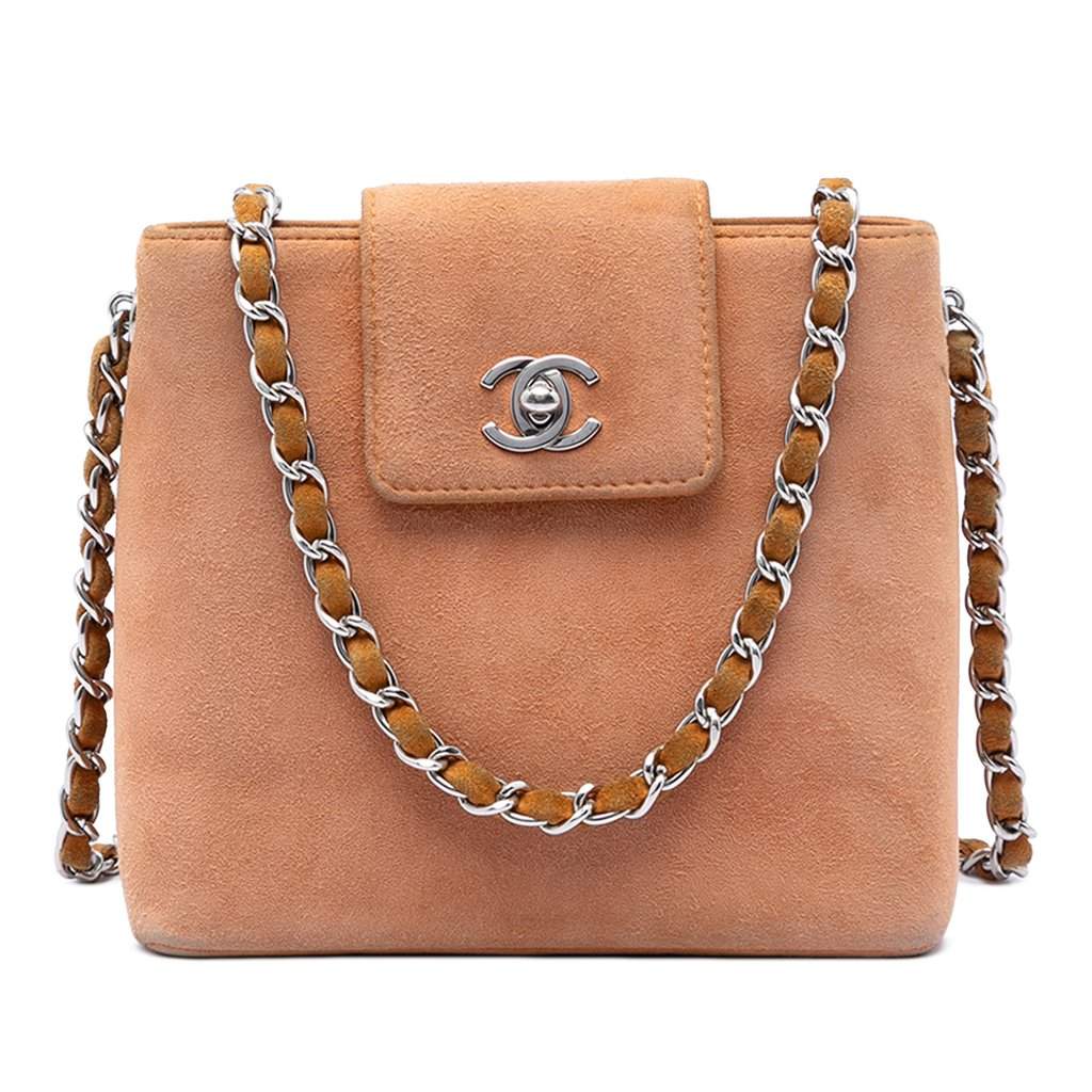 Chanel CC Suede Crossbody Brown Leather Very good condition - Front View