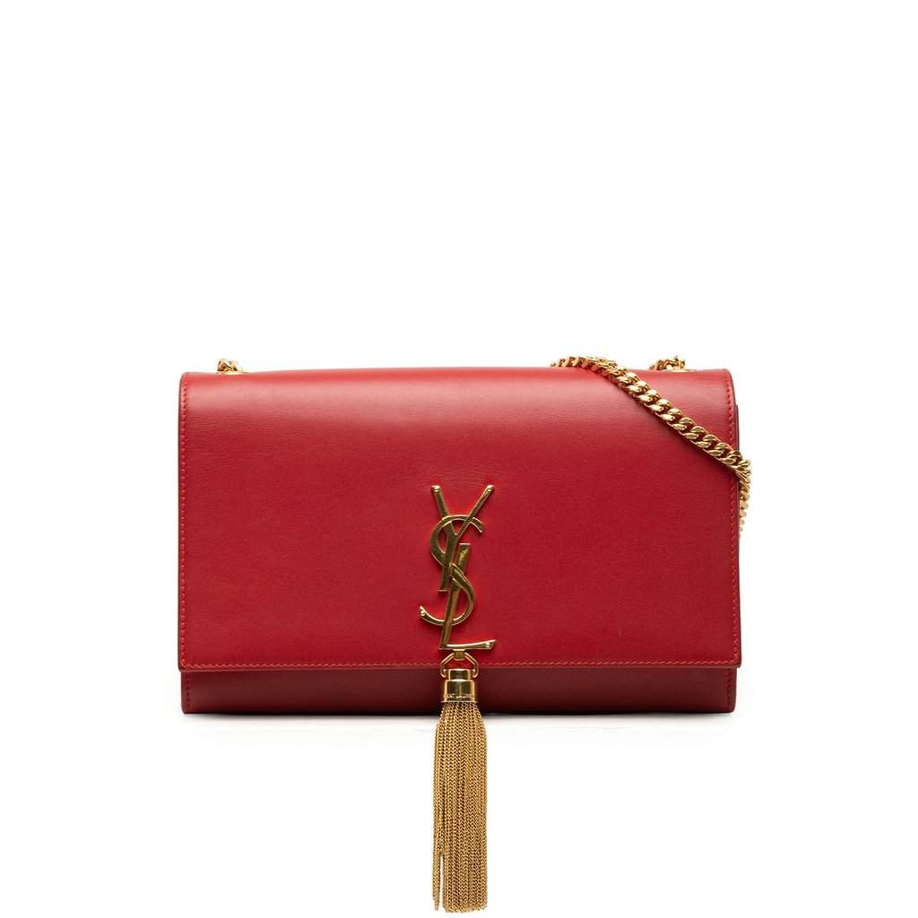 Saint Laurent Medium Smooth Calfskin Classic Monogram Kate Tassel Crossbody Red Leather Very good - Front View