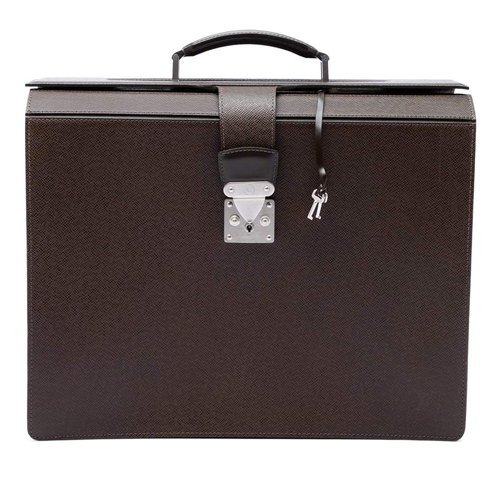 Louis Vuitton Taiga Pilot Briefcase Brown Leather Very good - Front View