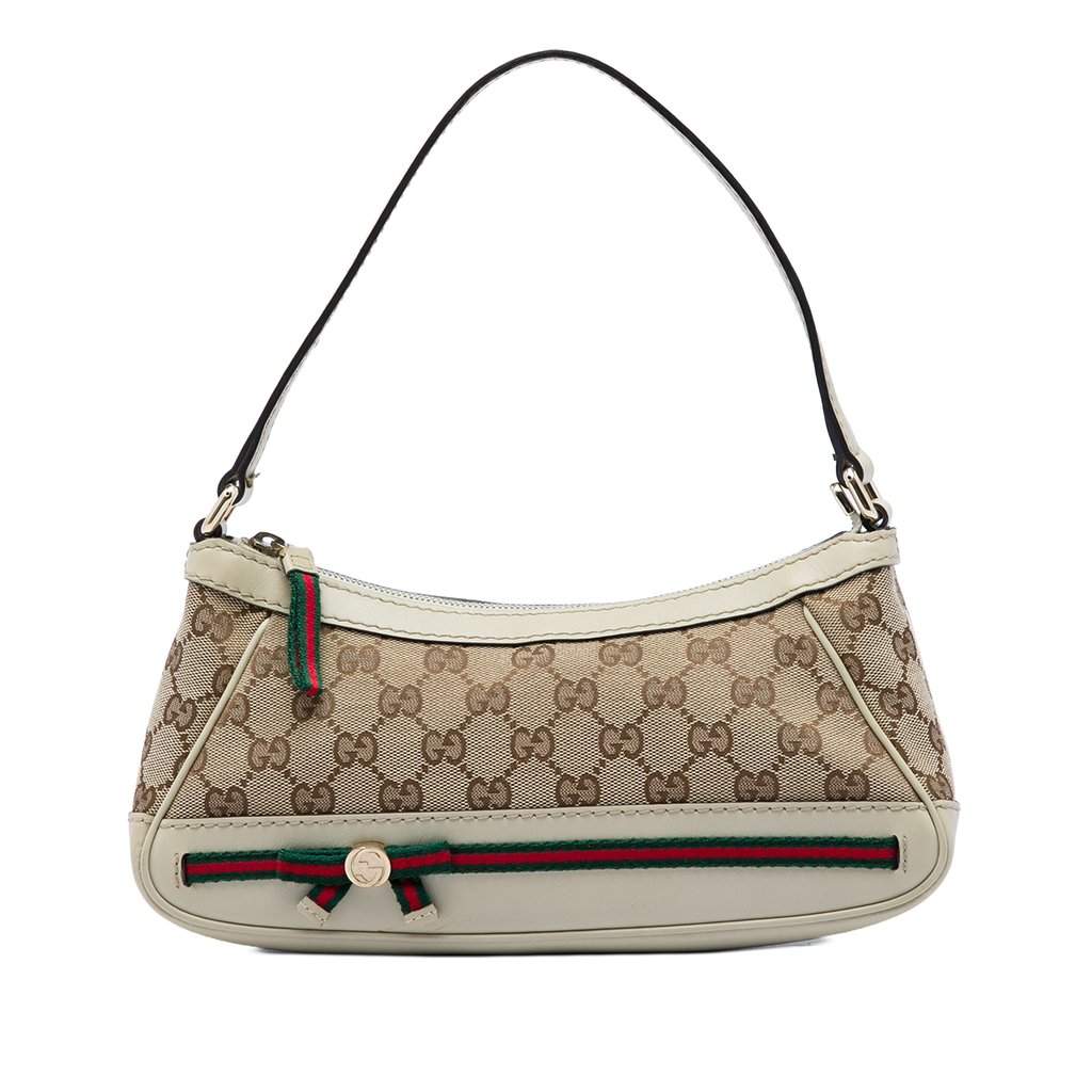 Gucci GG Canvas Web Mayfair Shoulder Bag Beige Very good - Front View