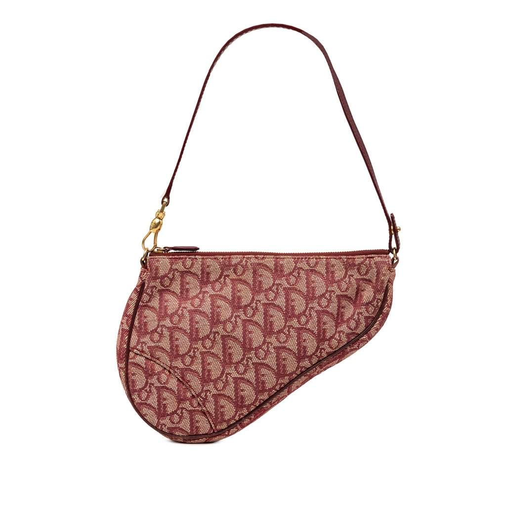 Dior Mini Diorissimo Canvas Saddle Pochette Red Very good - Front View