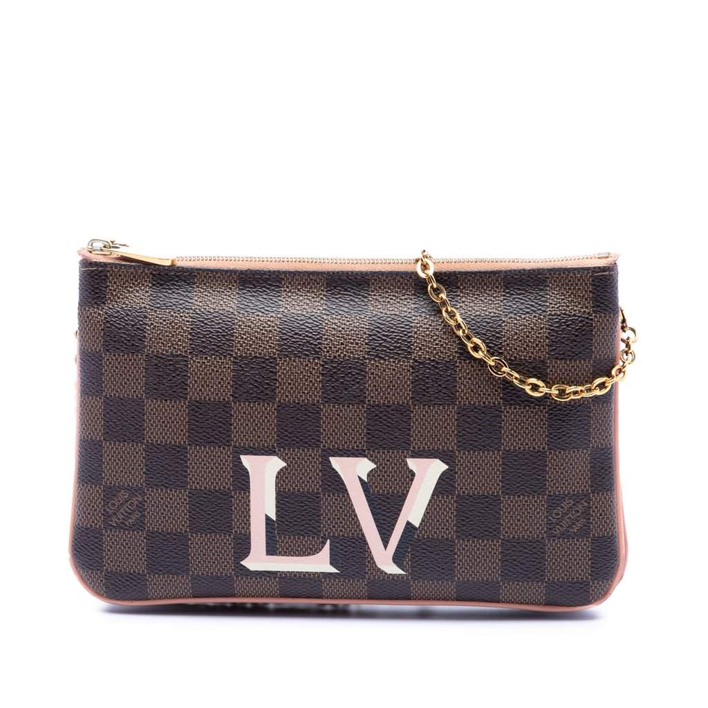 Louis Vuitton Damier Ebene Pochette Double Zip Brown Very good condition - Front View