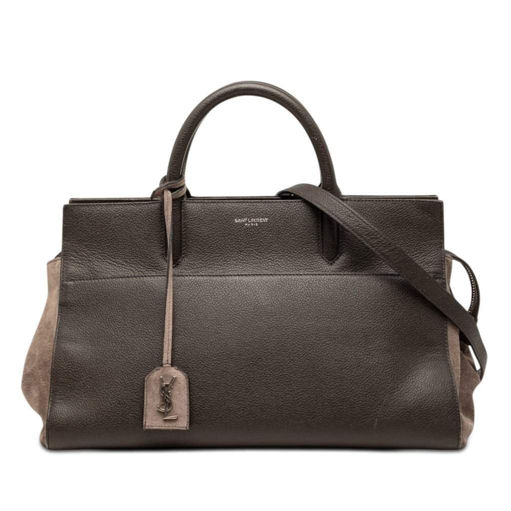 Saint Laurent Small Leather and Suede Rive Gauche Cabas Tote Brown Leather Very good condition - Front View