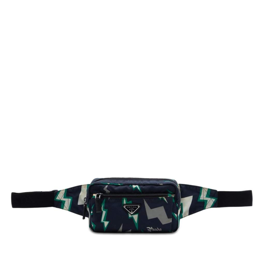 Prada Universal Studios Tessuto Frankenstein Thunder Belt Bag Blue Very good condition - Front View
