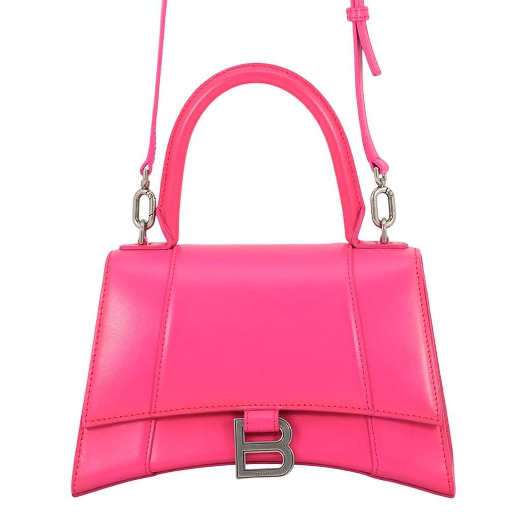 Balenciaga Small Shiny Box Calfskin Hourglass Satchel Pink Leather Very good condition - Front View