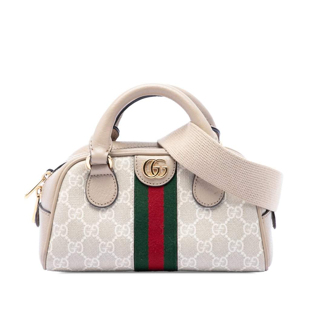 Gucci Mini GG Supreme Web Ophidia Satchel Beige Good condition - Front View