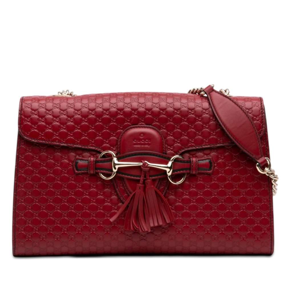 Gucci Medium Microguccissima Emily Shoulder Bag Red Leather Very good - Front View