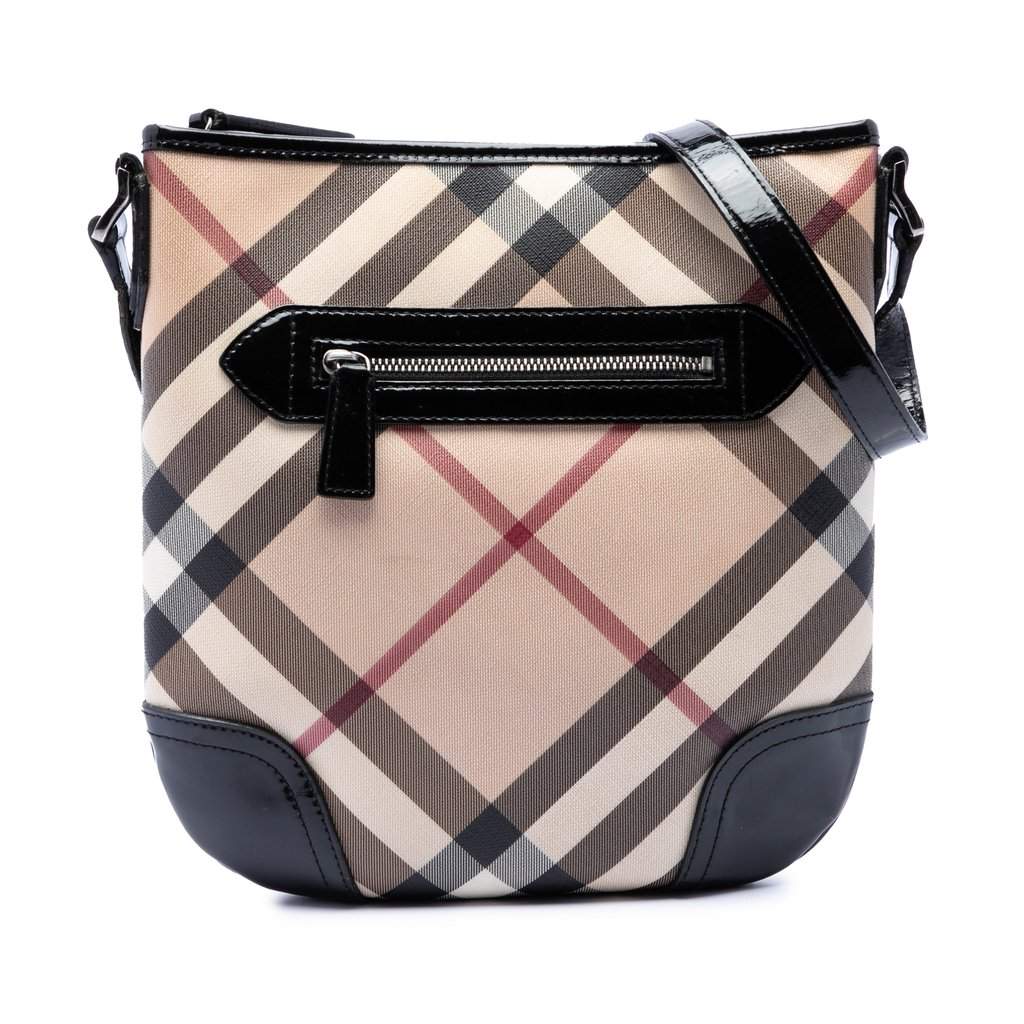 Burberry Supernova Check Coated Canvas Dryden Crossbody Beige Very good condition - Front View