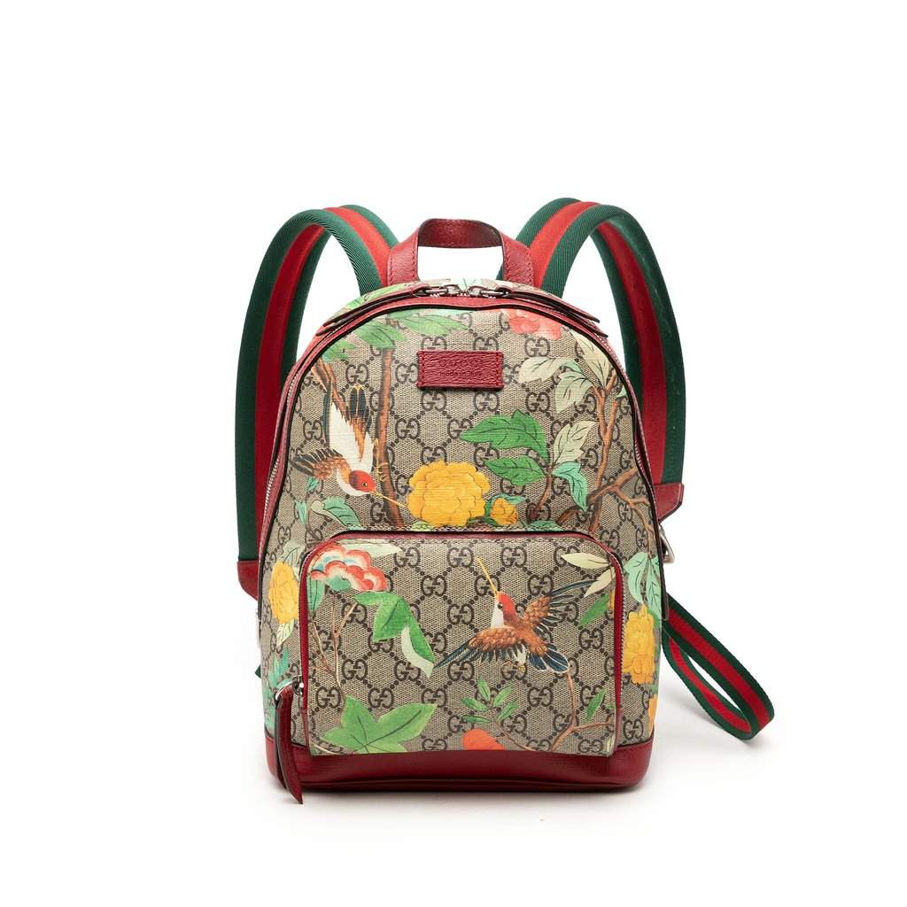 Gucci Small GG Supreme Web Tian Backpack Beige Very good - Front View