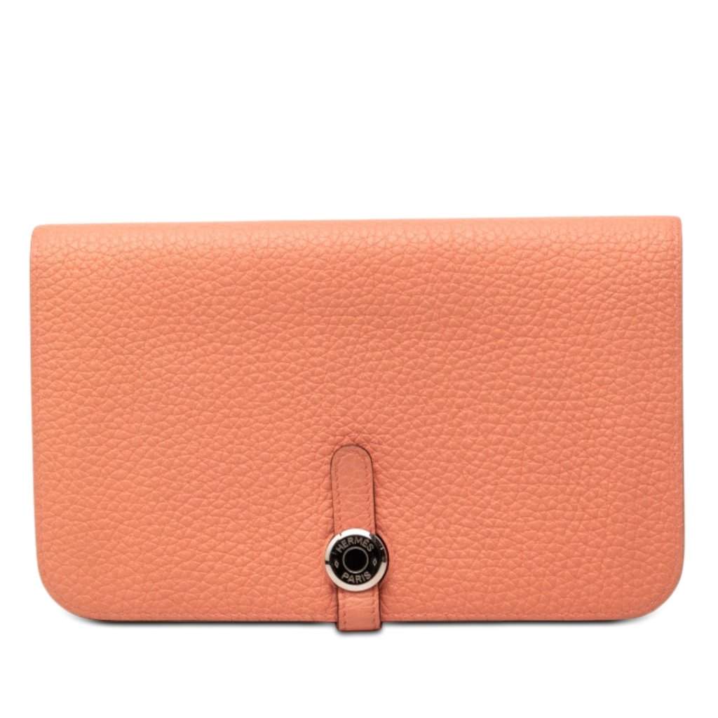 Hermès Togo Dogon Duo Wallet GM Orange Leather Very good - Front View