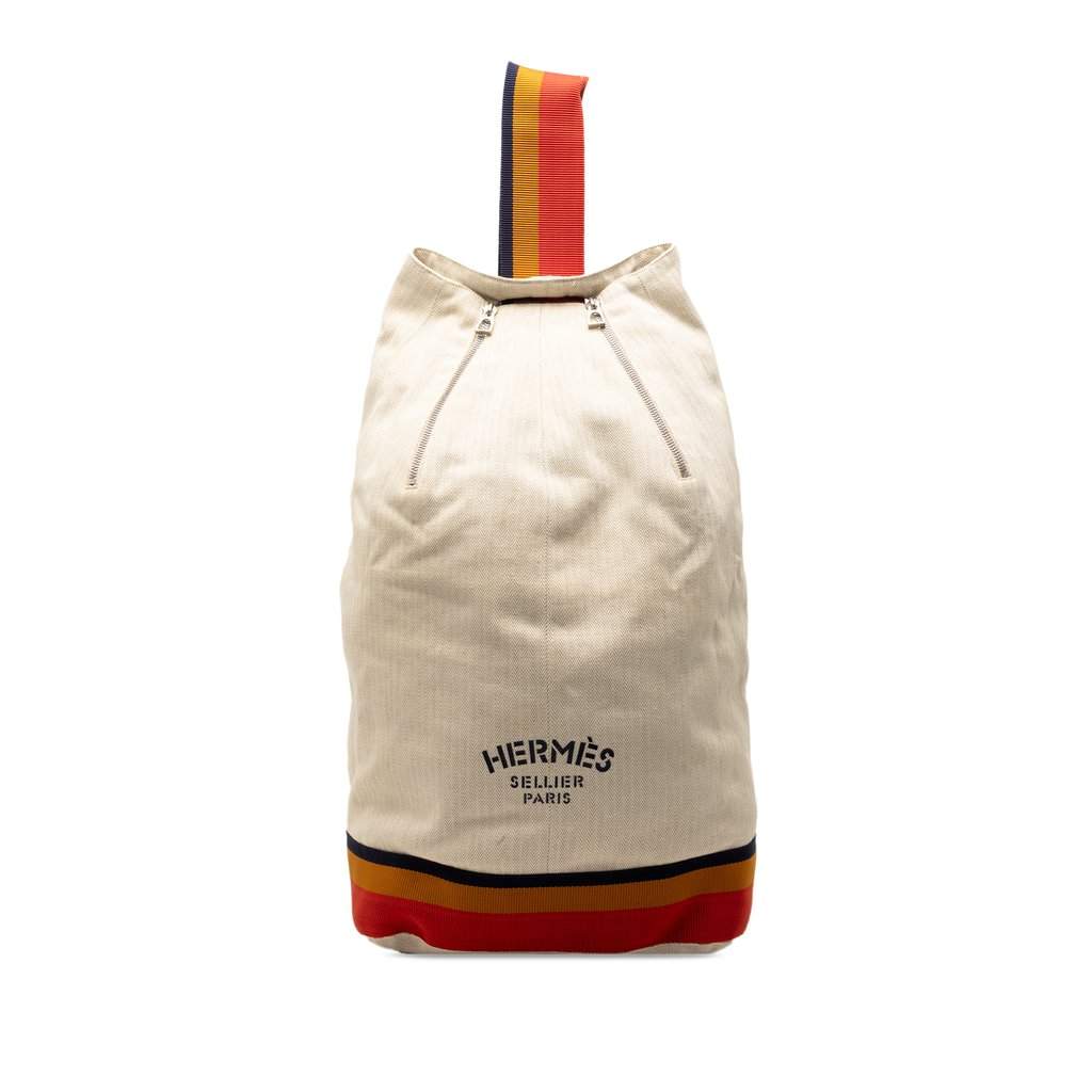 Hermès Toile Chevron Cavalier Sling Bag White Very good condition - Front View