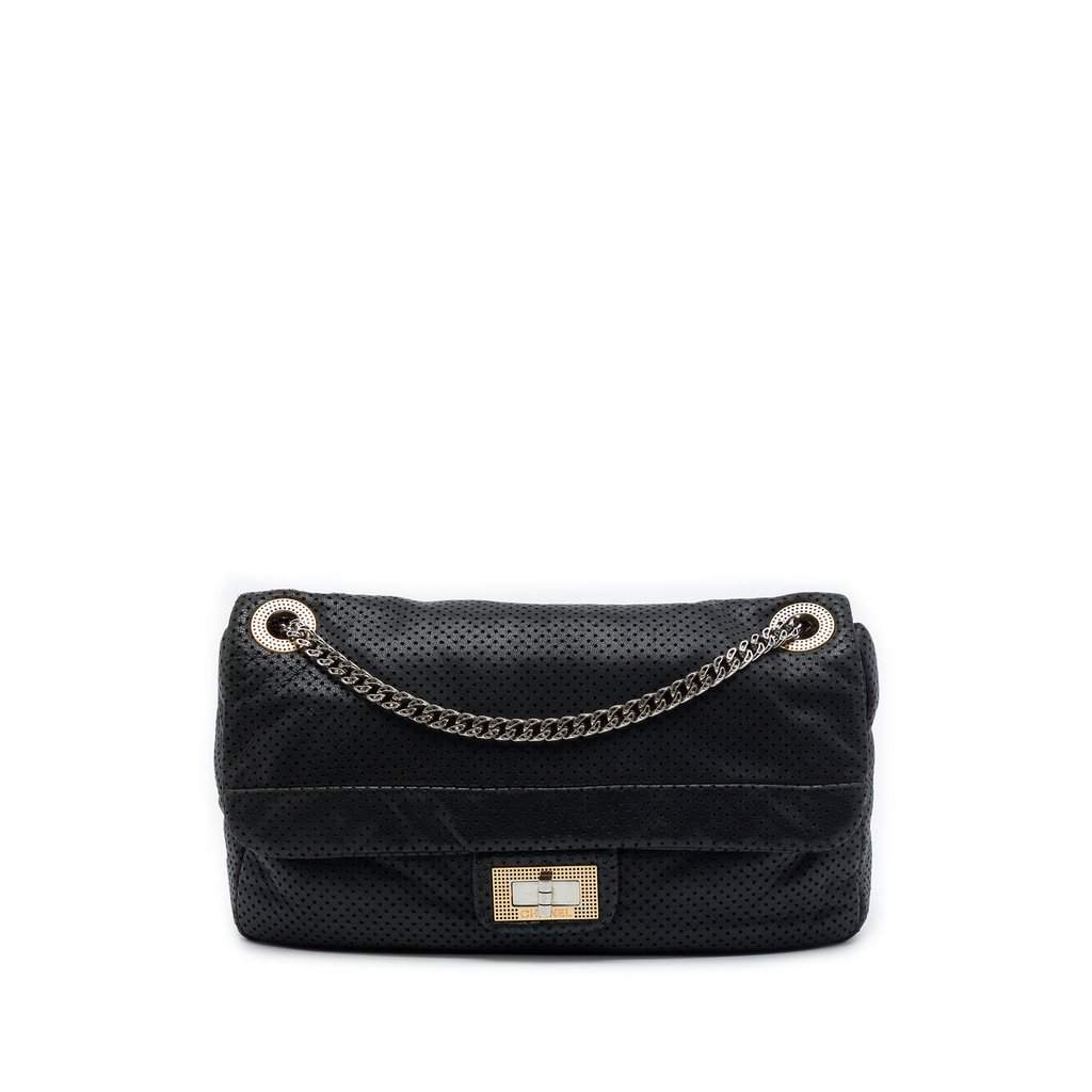 Chanel Medium Perforated Calfskin Reissue 2.55 Drill Flap Black Leather Very good - Front View