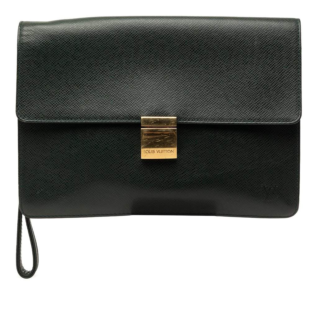 Louis Vuitton Taiga Selenga Green Leather Very good - Front View