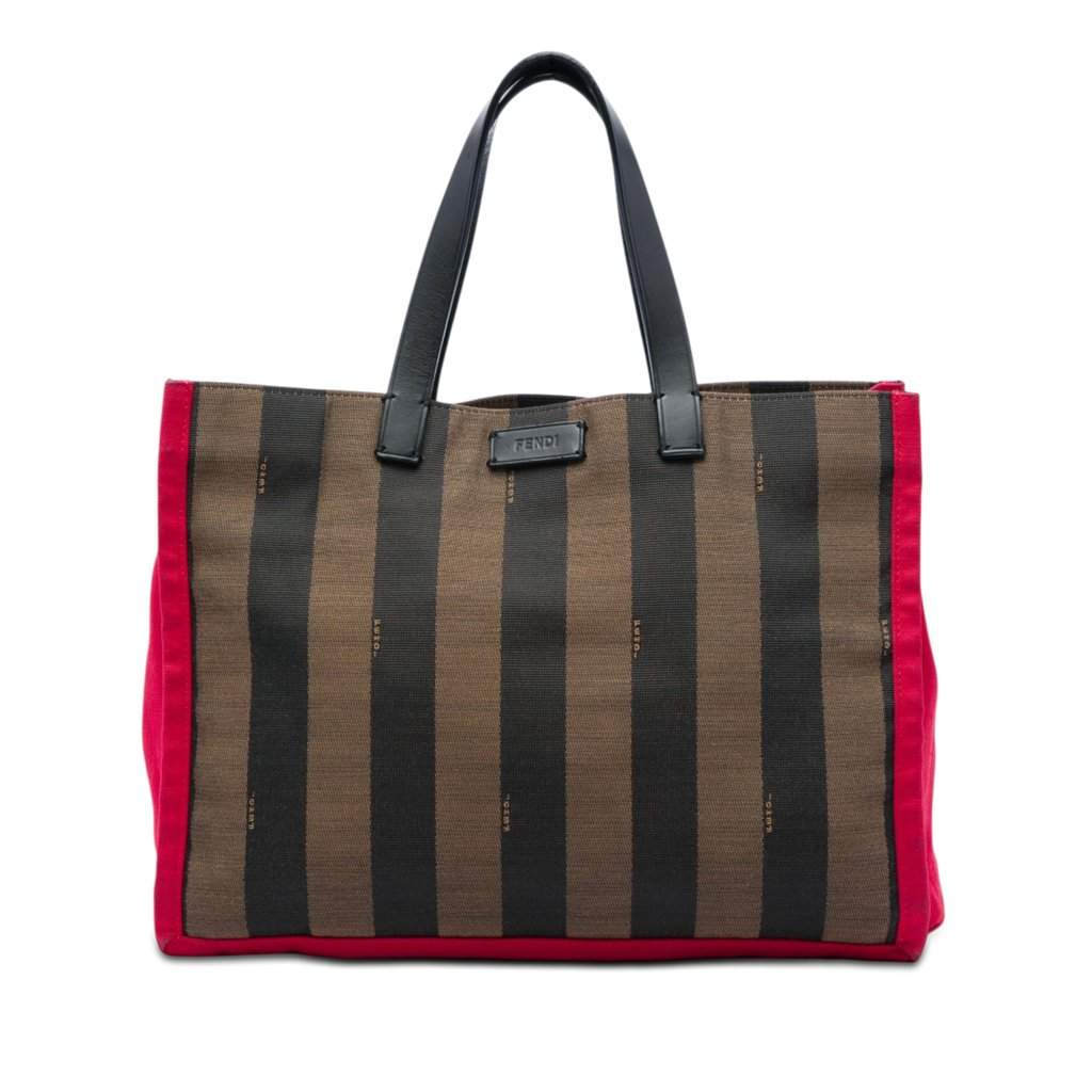 Fendi Pequin Canvas Simply Shopping Tote Brown Very good condition - Front View