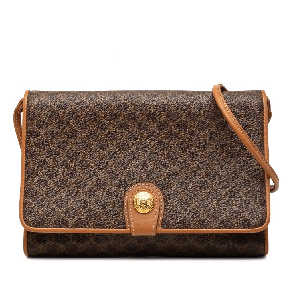 Celine Macadam Coated Canvas Crossbody Brown Good condition - Front View