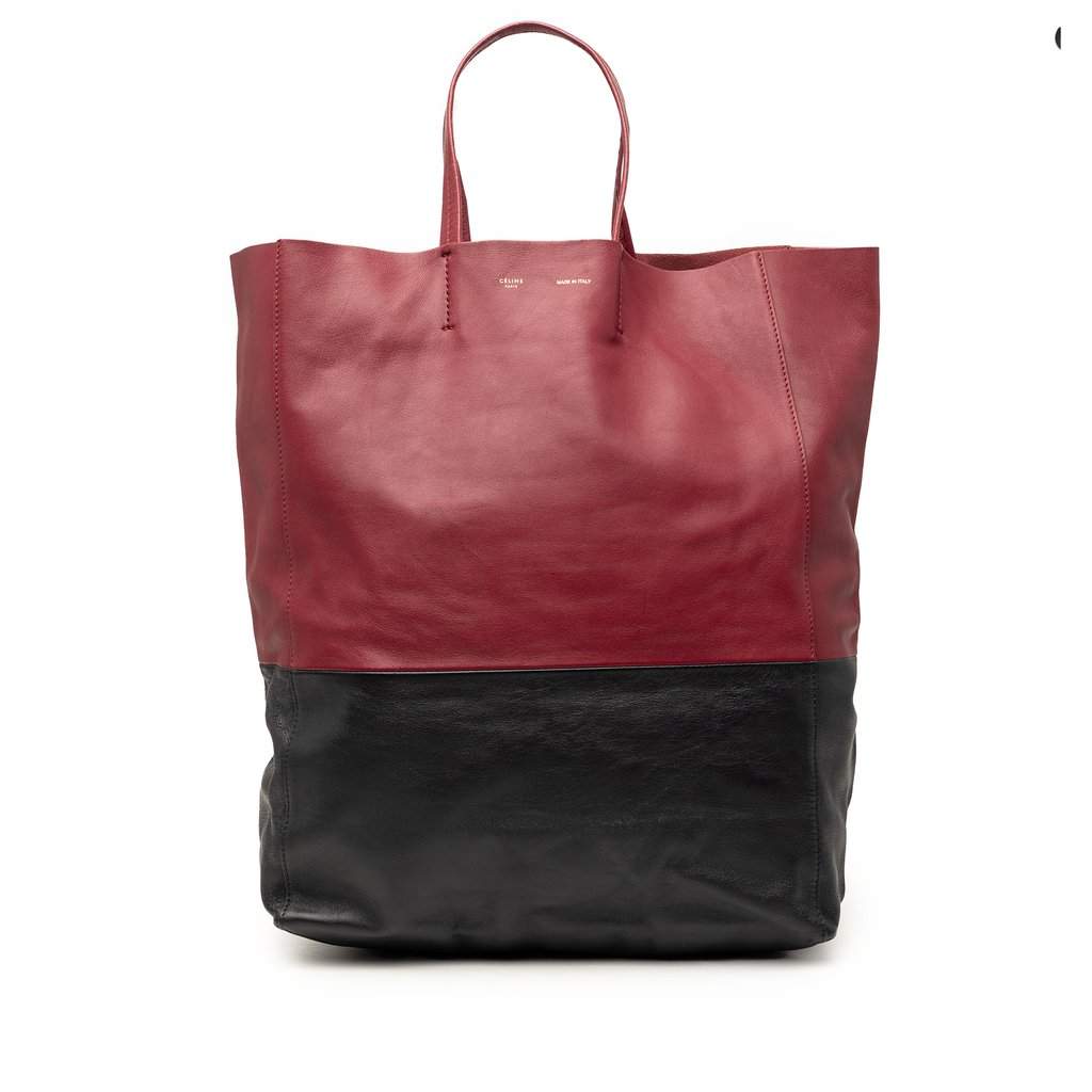 Celine Bicolor Lambskin Vertical Cabas Tote Red Leather Very good - Front View