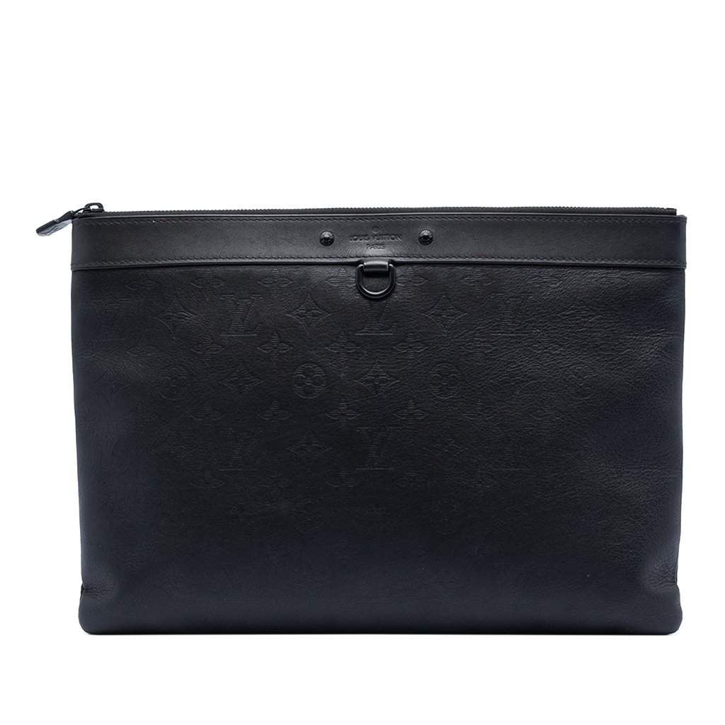 Louis Vuitton Monogram Shadow Discovery Pochette Black Leather Very good condition - Front View