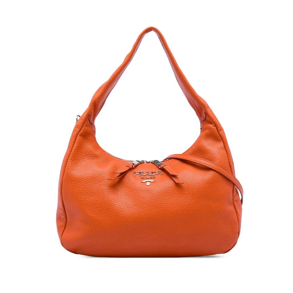 Prada Vitello Phenix Satchel Orange Leather Very good - Front View