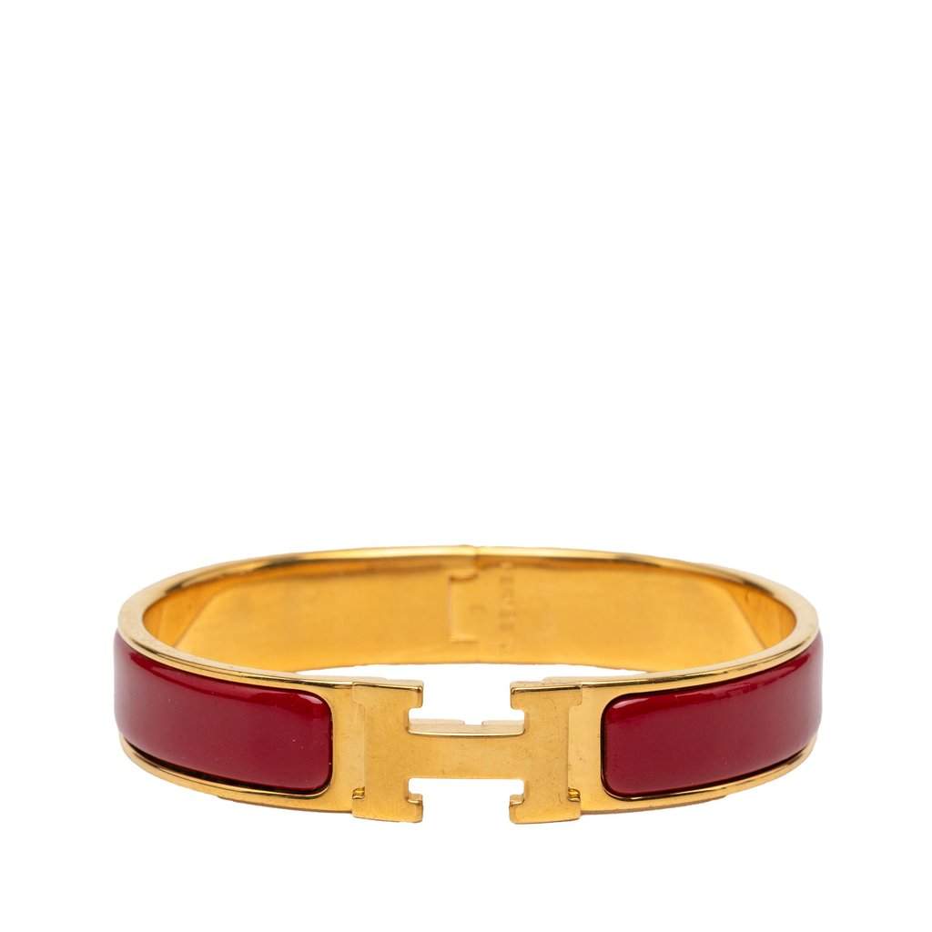 Hermès Narrow Enamel Clic H Bracelet PM Red Very good condition - Front View