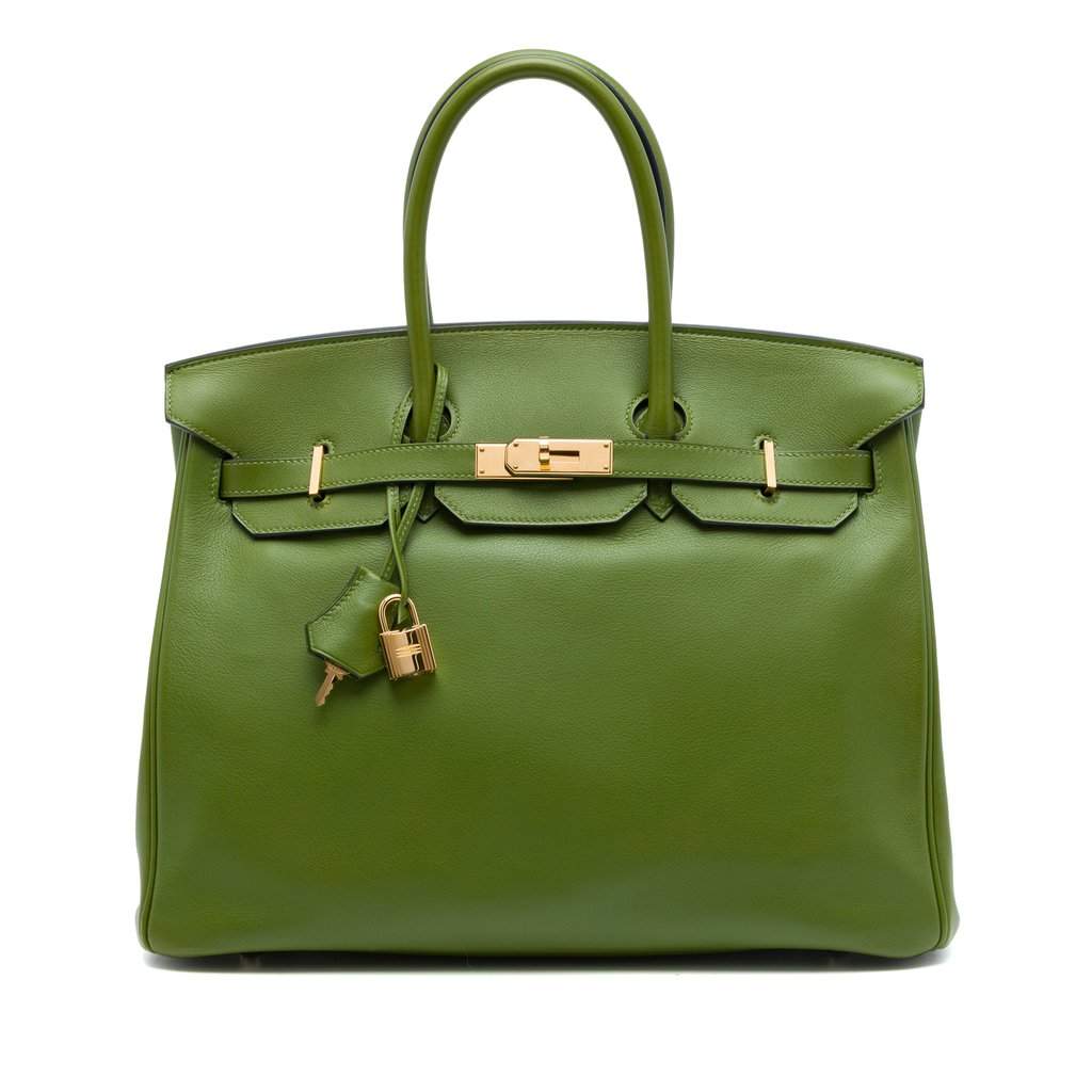 Hermès Swift Birkin Retourne 35 Green Leather Very good condition - Front View