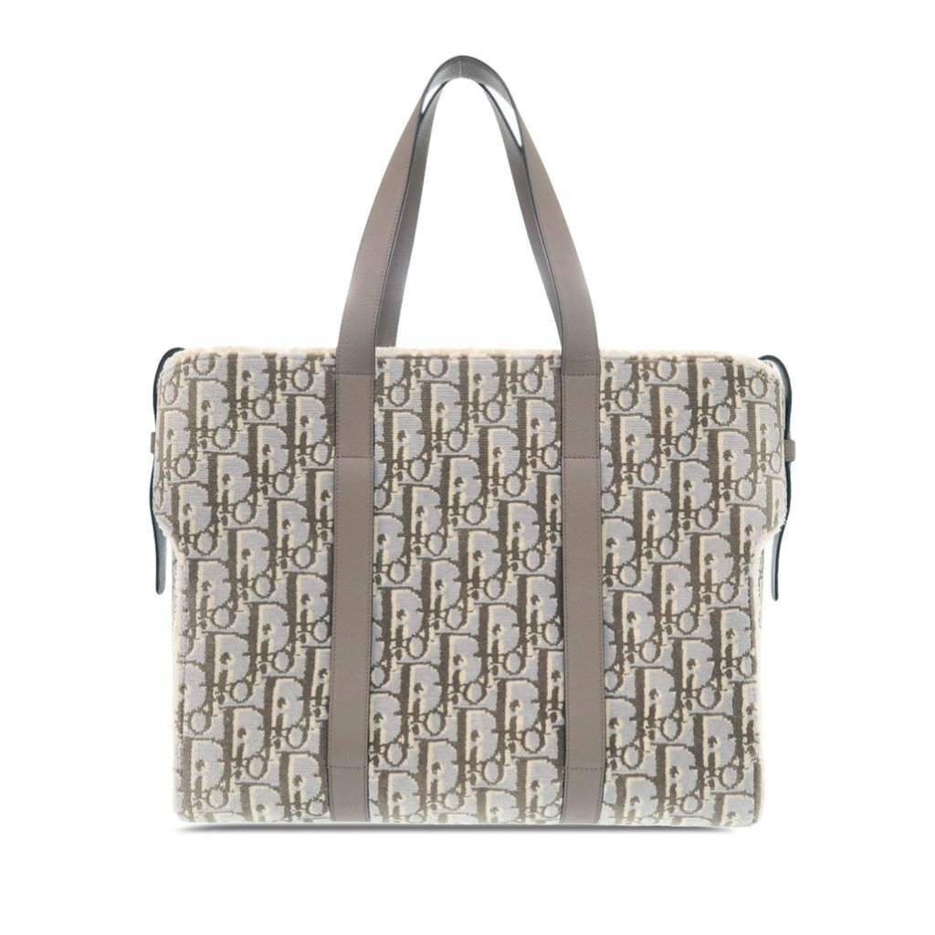 Dior Large Oblique Wool Corolle Tote Beige Very good condition - Front View