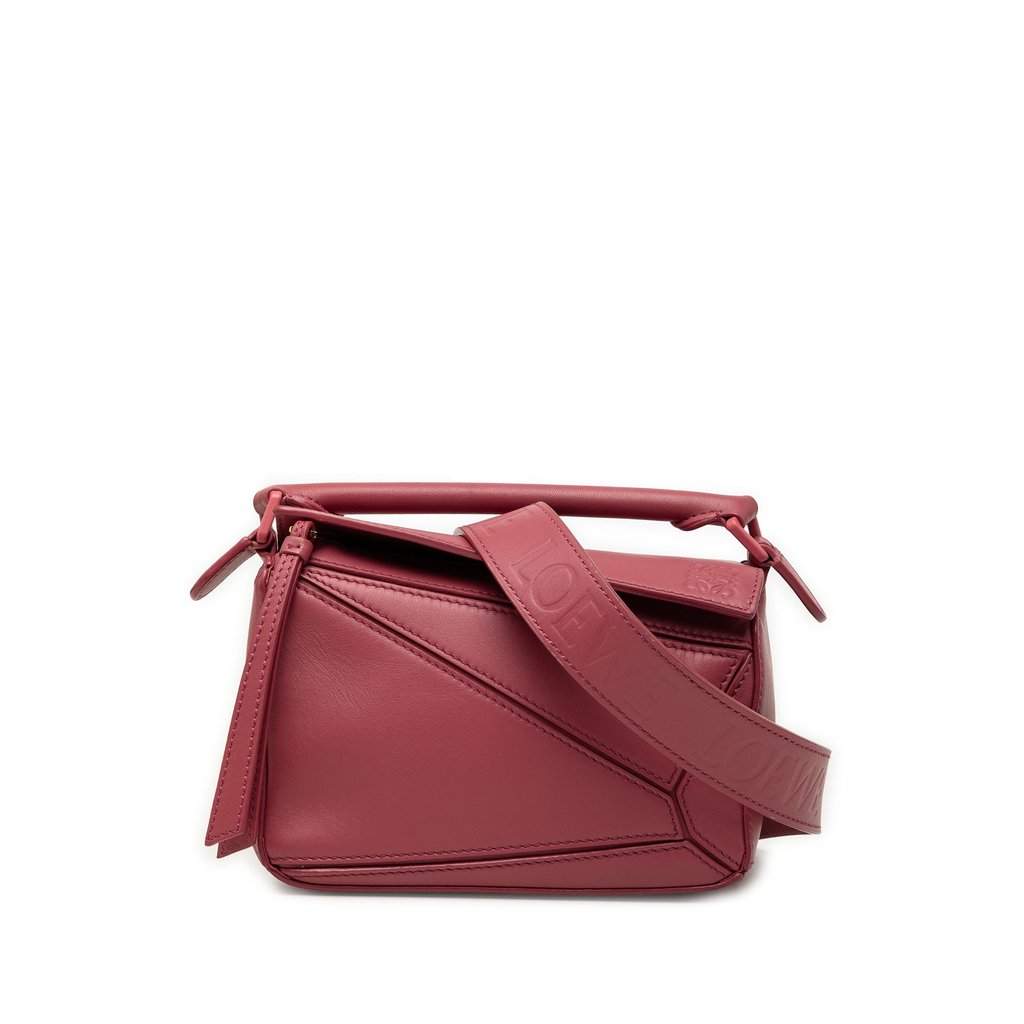 LOEWE Mini Calfskin Puzzle Satchel Pink Leather Very good condition - Front View