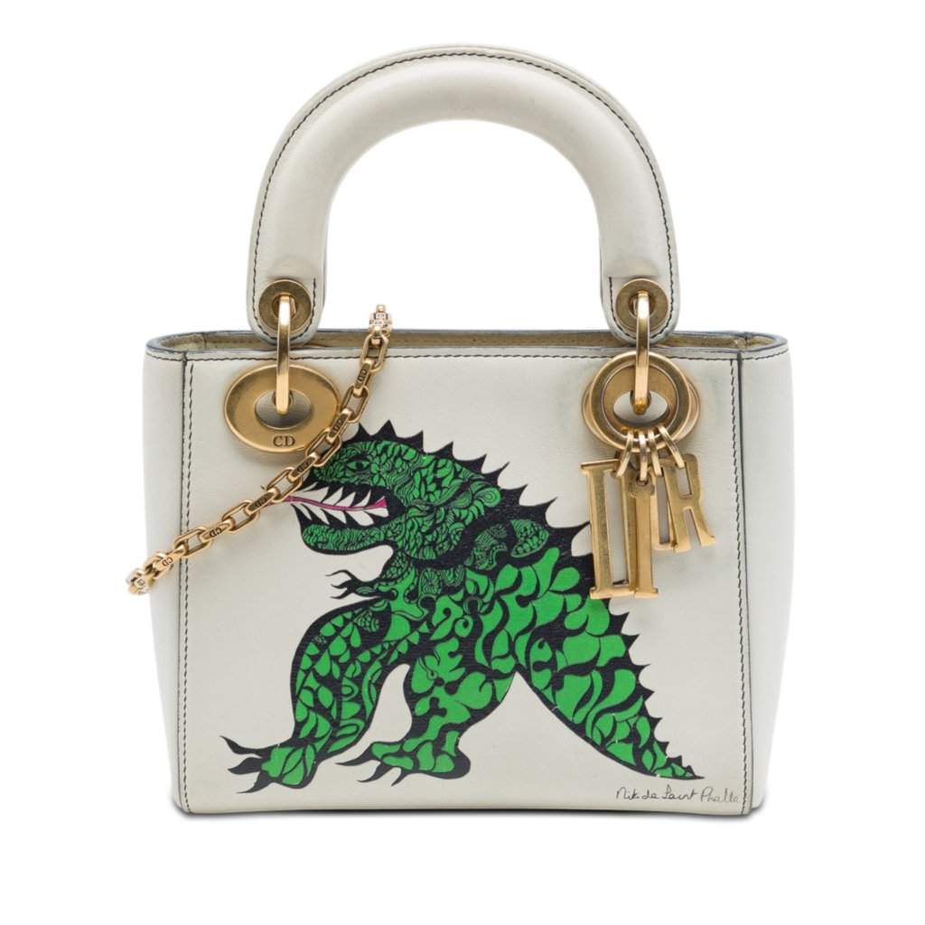Dior Limited Edition Niki De Saint Phalle Mini Calfskin Dragon Lady Dior White Leather Very good condition - Front View