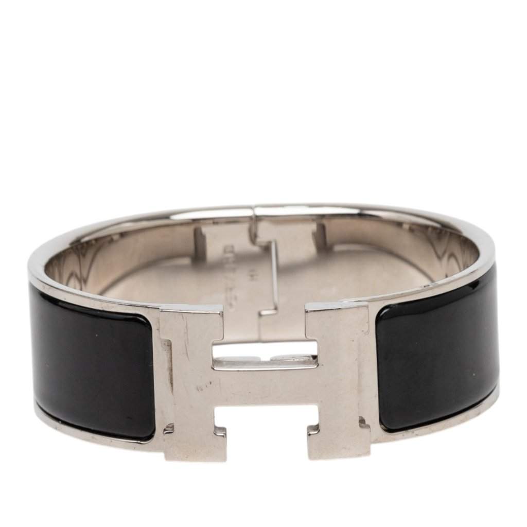 Hermès Wide Enamel Clic Clac H Bracelet PM Black Very good condition - Front View