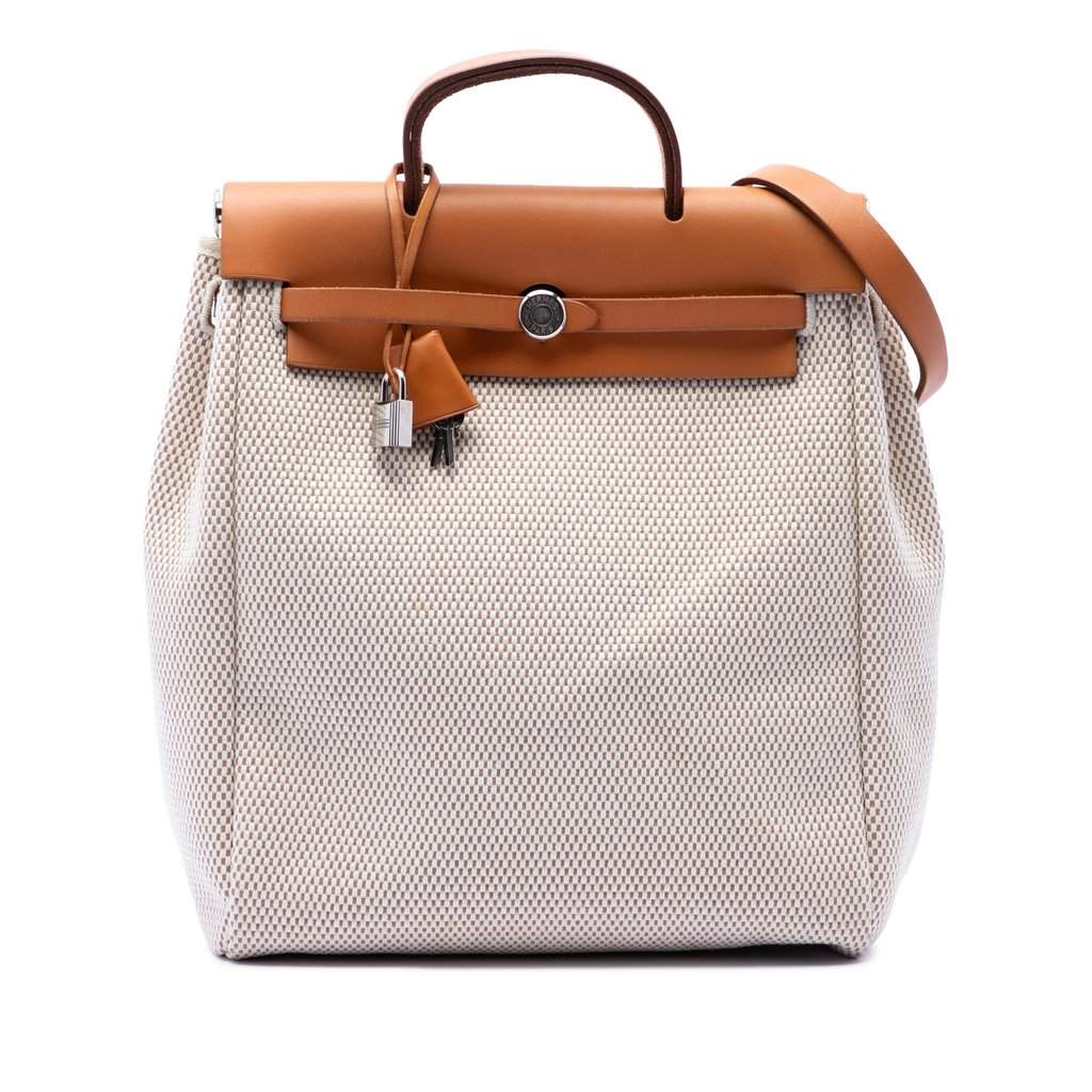 Hermès Toile Herbag GM Backpack Beige Very good condition - Front View