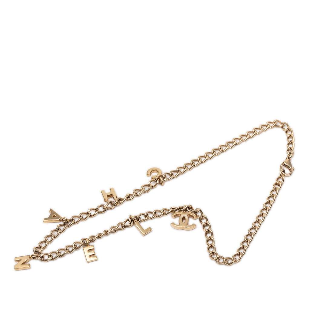 Chanel CC Gold Plated Letters Pendant Necklace Gold Metal Very good condition - Front View