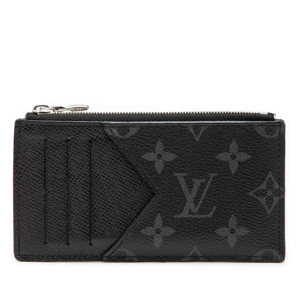 Louis Vuitton Monogram Eclipse Taigarama Coin Card Holder Black Very good condition - Front View