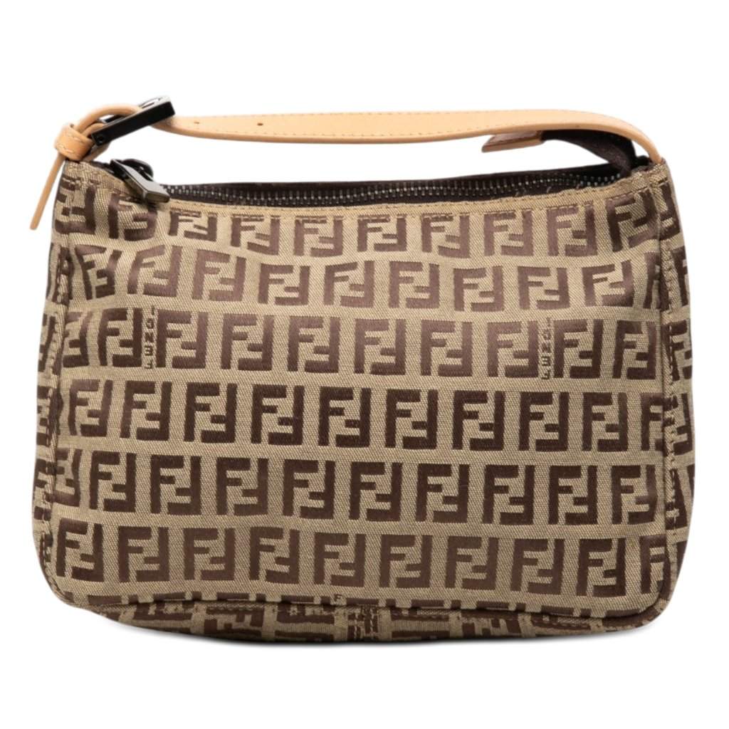 Fendi Zucchino Canvas Handbag Brown Very good condition - Front View