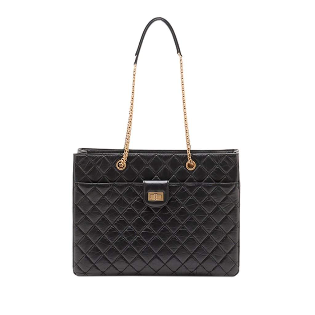 Chanel Quilted Aged Calfskin Front Pocket Reissue 2.55 Tote Black Leather Very good condition - Front View